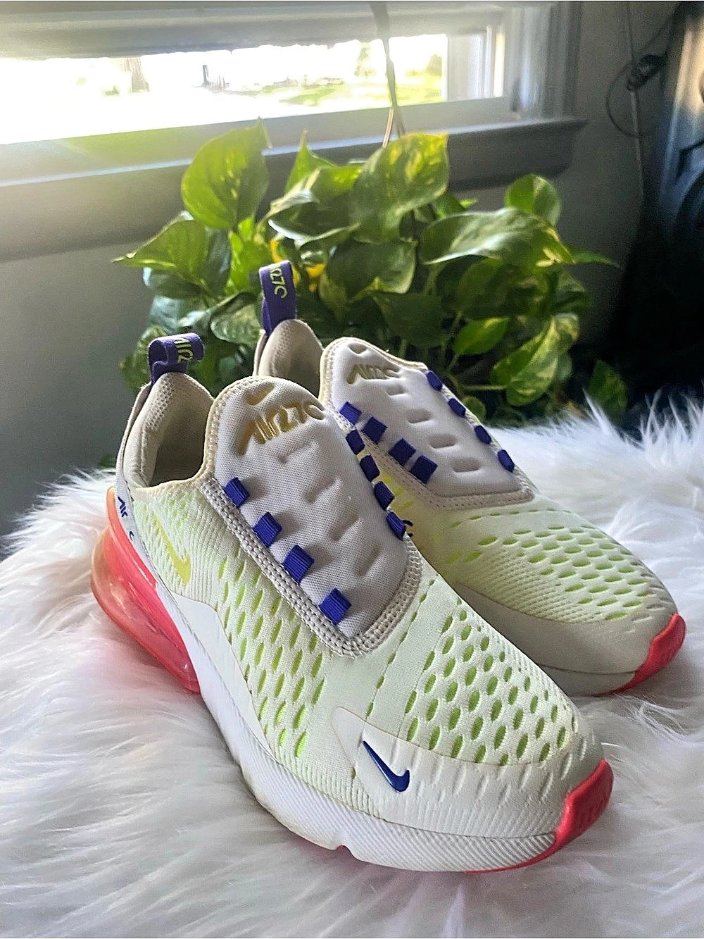 Nike Air Max Sneakers – White, Lime Green & Purple 💚💜